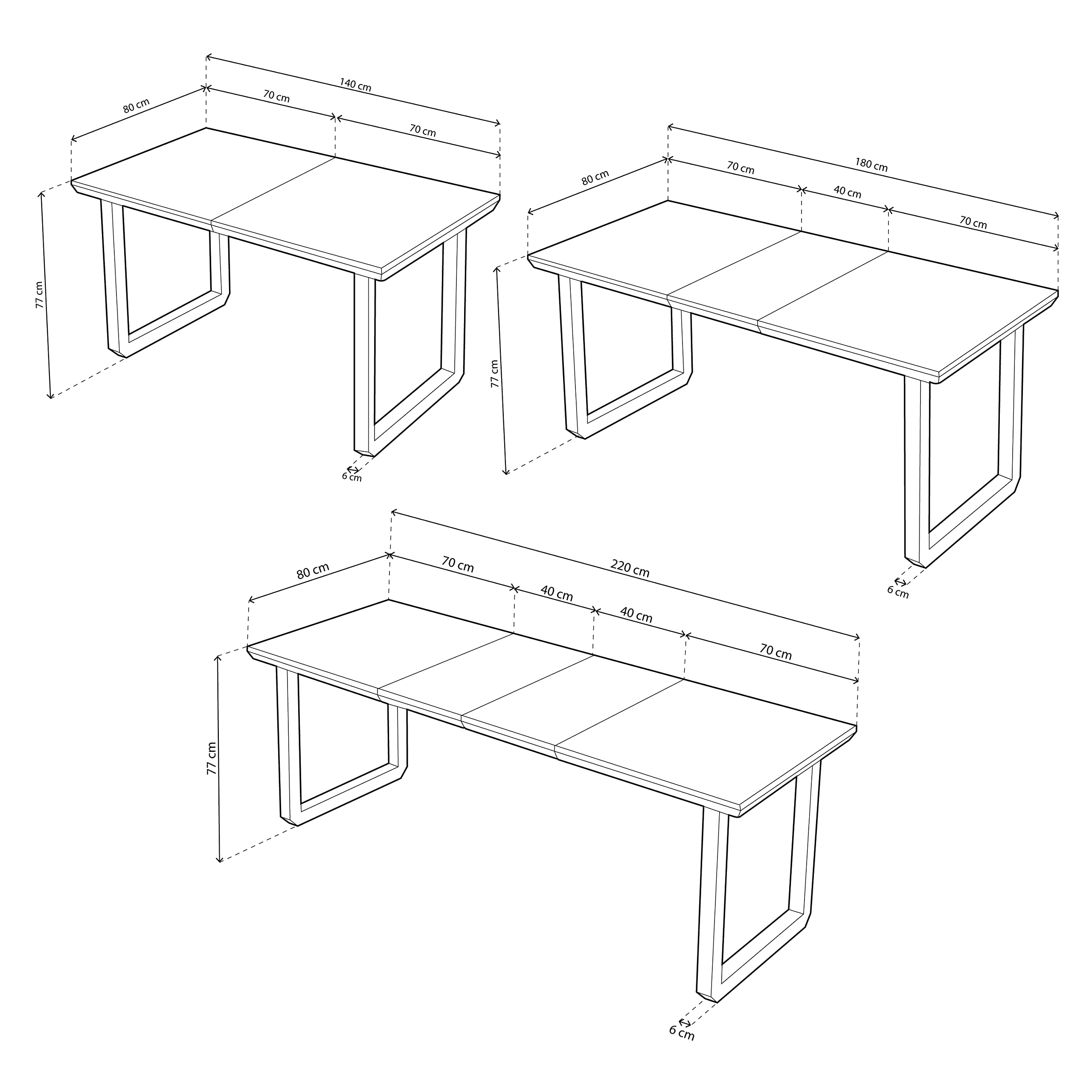 Adec Group Roma, Mesa de Comedor Extensible, Mesa 2 Tramos, Acabado en Roble y Negro, Medidas: 140-180 – 220 cm (Largo) x 80 cm (Ancho) x 77 cm (Alto)