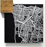 Vista 14 de Modern Wall Clock - Black Aluminum with Silver Fiber Laser Engraving - Square - Contemporary Design - Personalized City Map - Home Town - Location