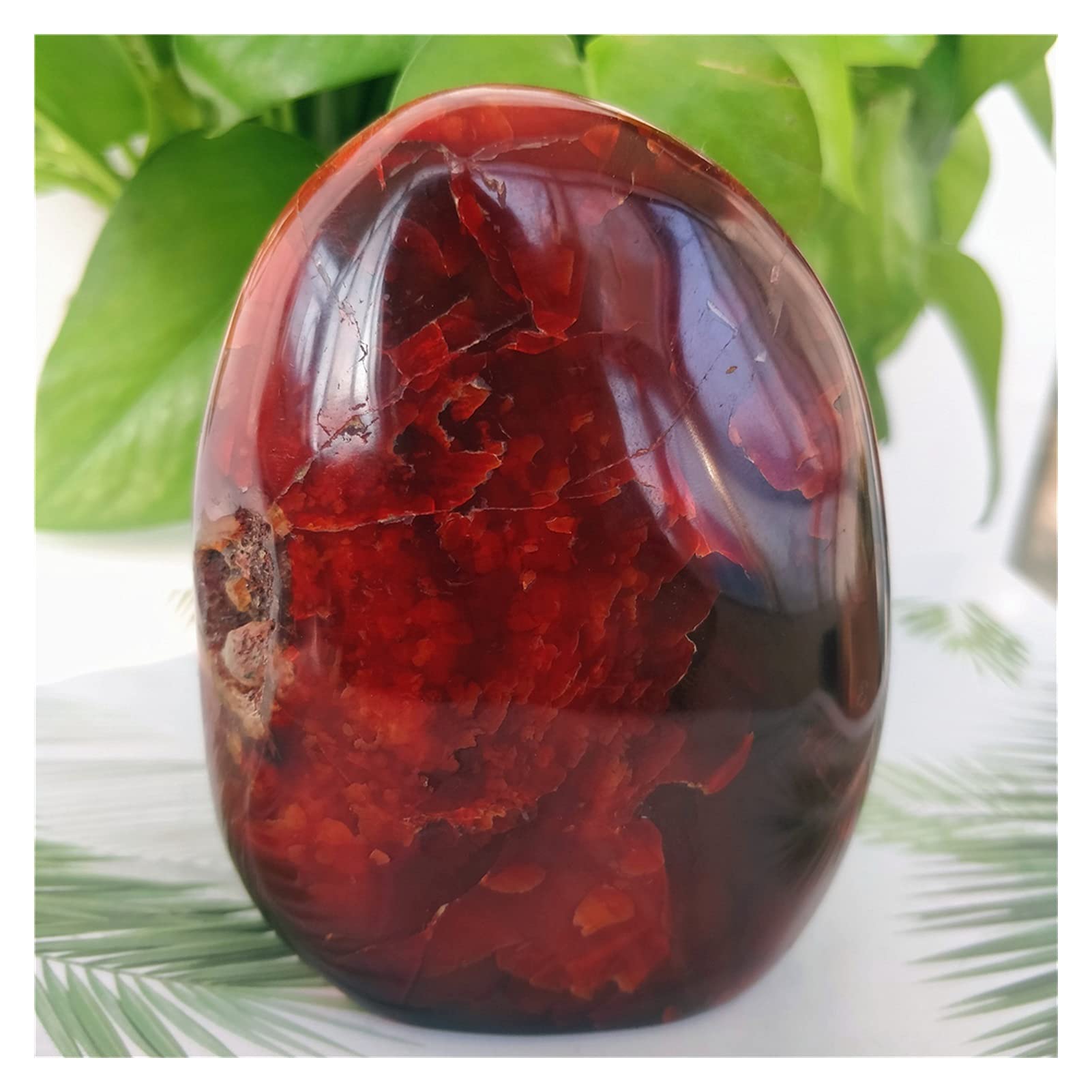 Cristallo Naturale Grezzo Onice Naturale Agata Rossa Pietre di Cristallo Grezzo Lucido Artigianato Decorazione della Stanza Pietra di Palma Decorazione della Stanza (Size : 200-300g)