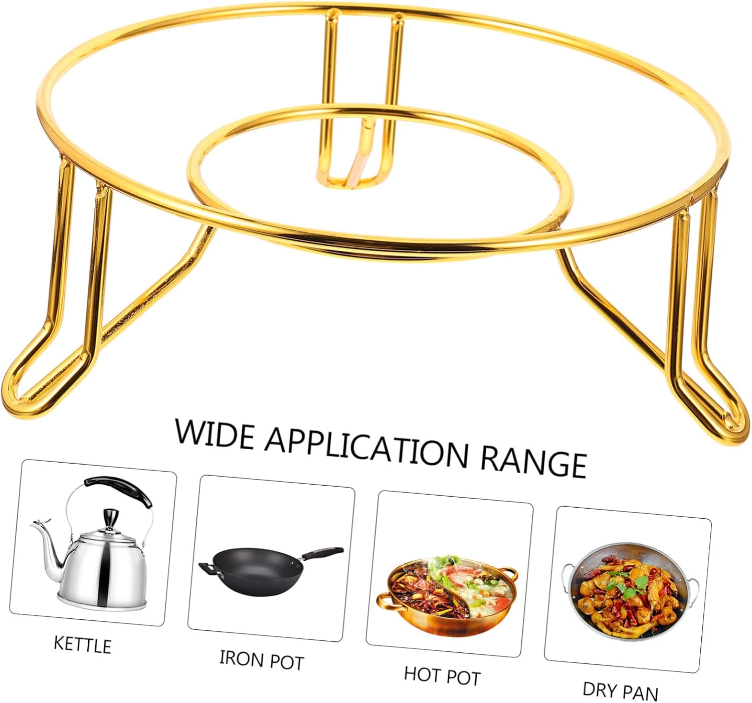 CRAFTHROU Alloy Pot Rack Heat-proof Hot Dishes Stand Kitchen Table Pot Holder Metal Pan Rack for Cookware Storage