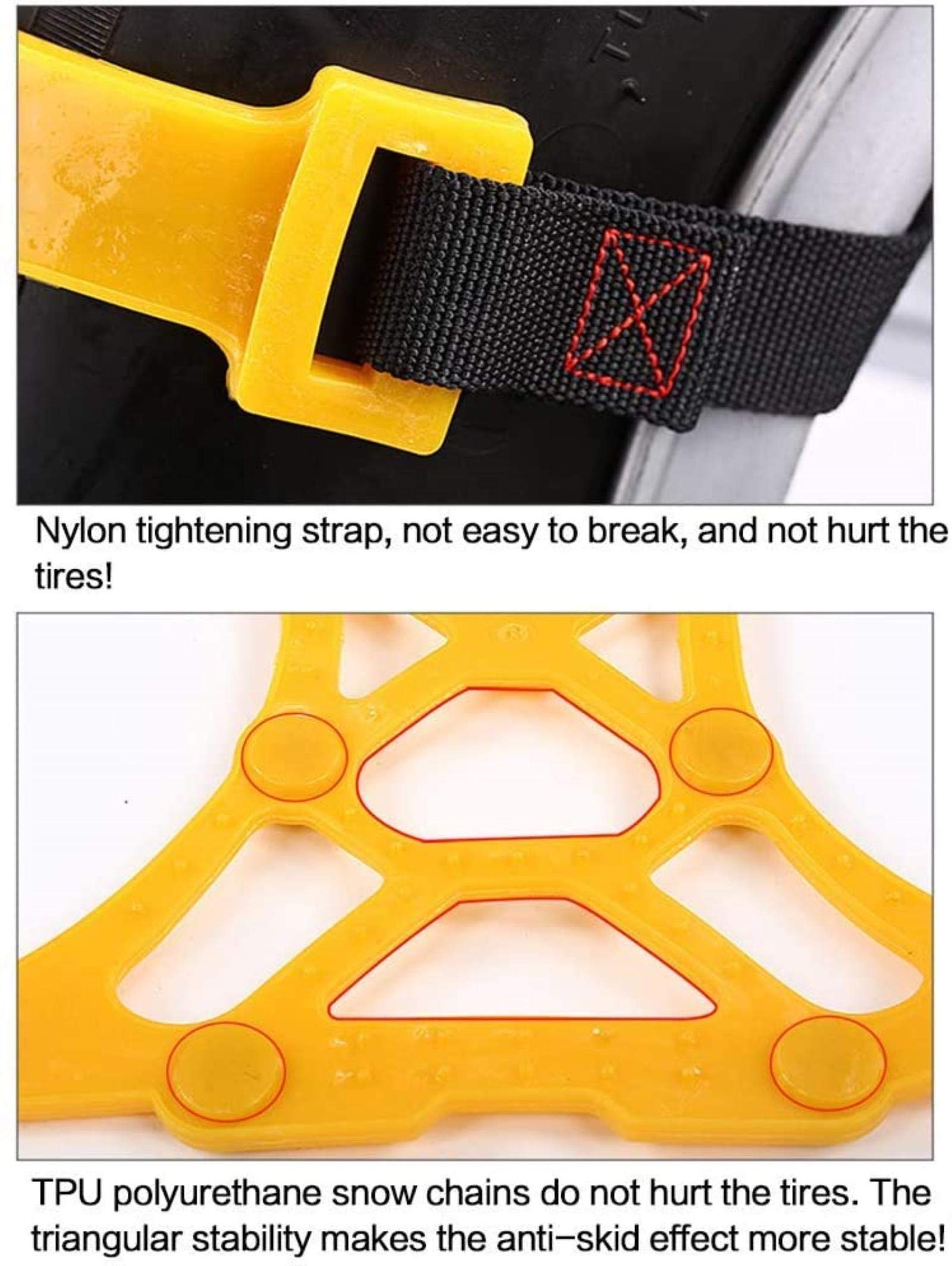 Chaînes à Neige pour pneus de Voiture Chaînes à Neige 6pcs Chaussettes à Neige Chaînes à Neige antidérapantes pour la sécurité routière Convient aux Roues de 165 mm-265 mm/13 pou