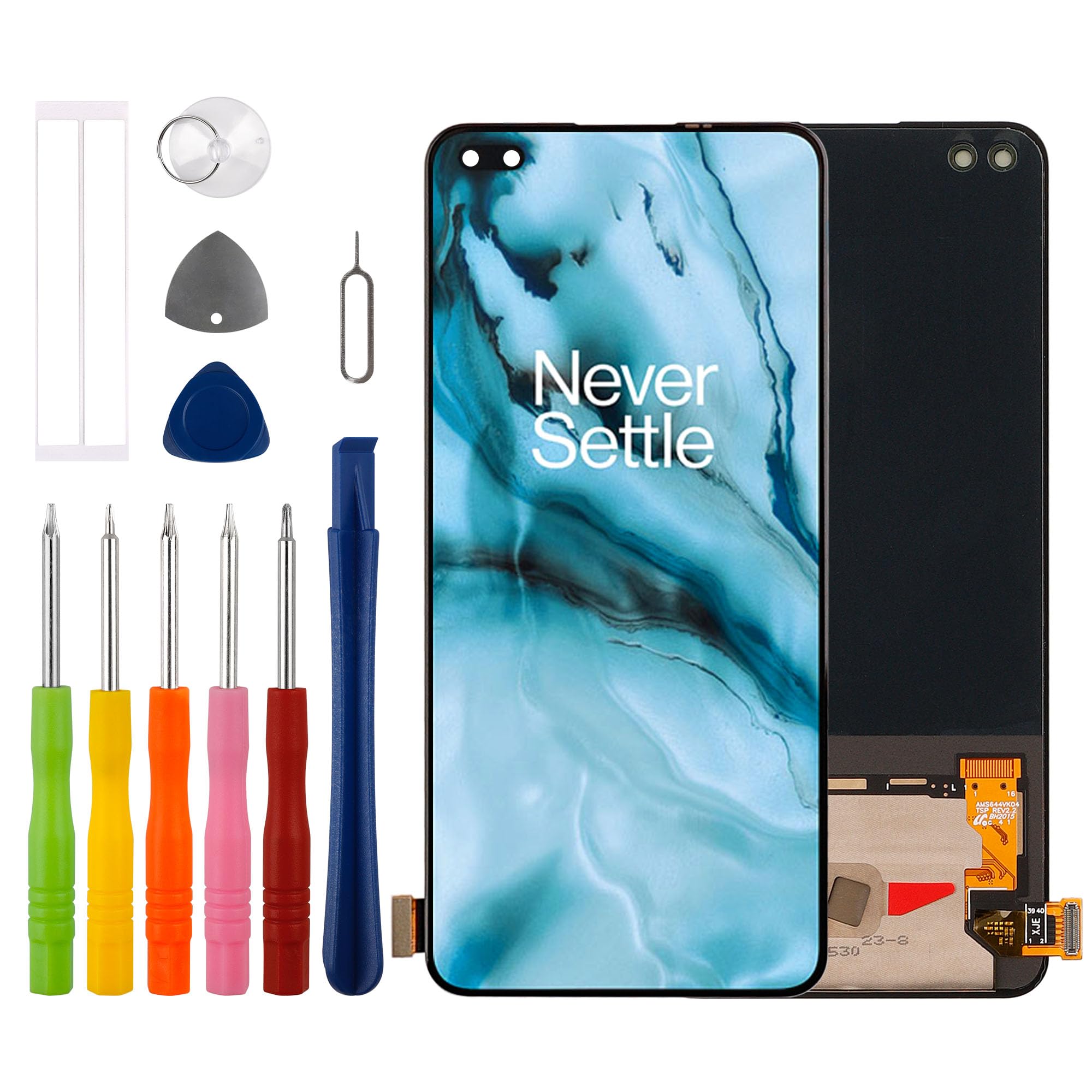 Duotipa Neu 6.44" OLED Display Kompatibel mit Oneplus Nord AC2001,AC2003 /OnePlus 8 Nord 5G /OnePlus Z LCD Display Touchscreen Digitizer Montage mit Reparatur Tools Kit - Schwarz mit Fingerprint