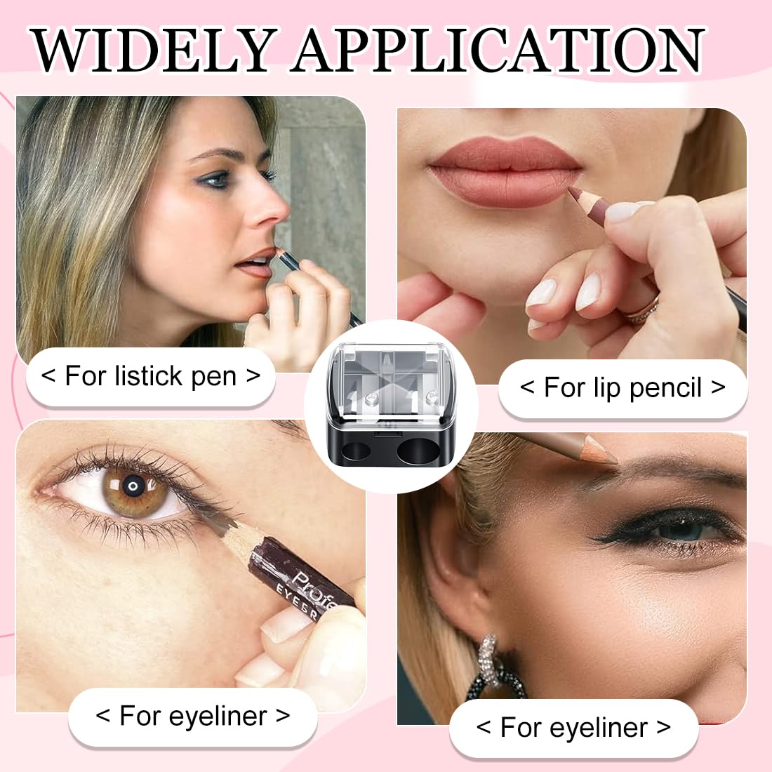 3 Pezzi Temperino Universale per Trucco, Temperamatite Cosmetico per Matite per Sopracciglia, Temperino Doppio per Matite Cosmetiche, Adatto per Eyeliner, Matita per Sopracciglia (Nero)