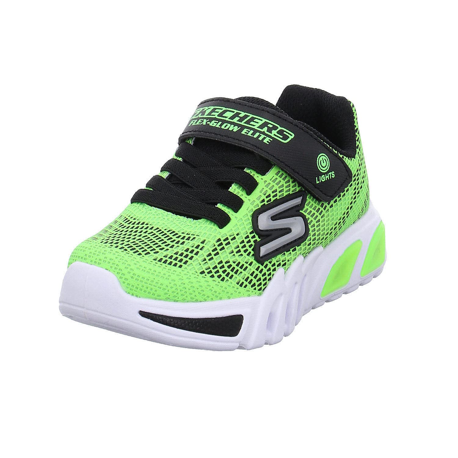 Skechers Boy's Flex-glow Elite Vorlo Sneaker, Lime Synthetic Black Trim, 1.5 UK