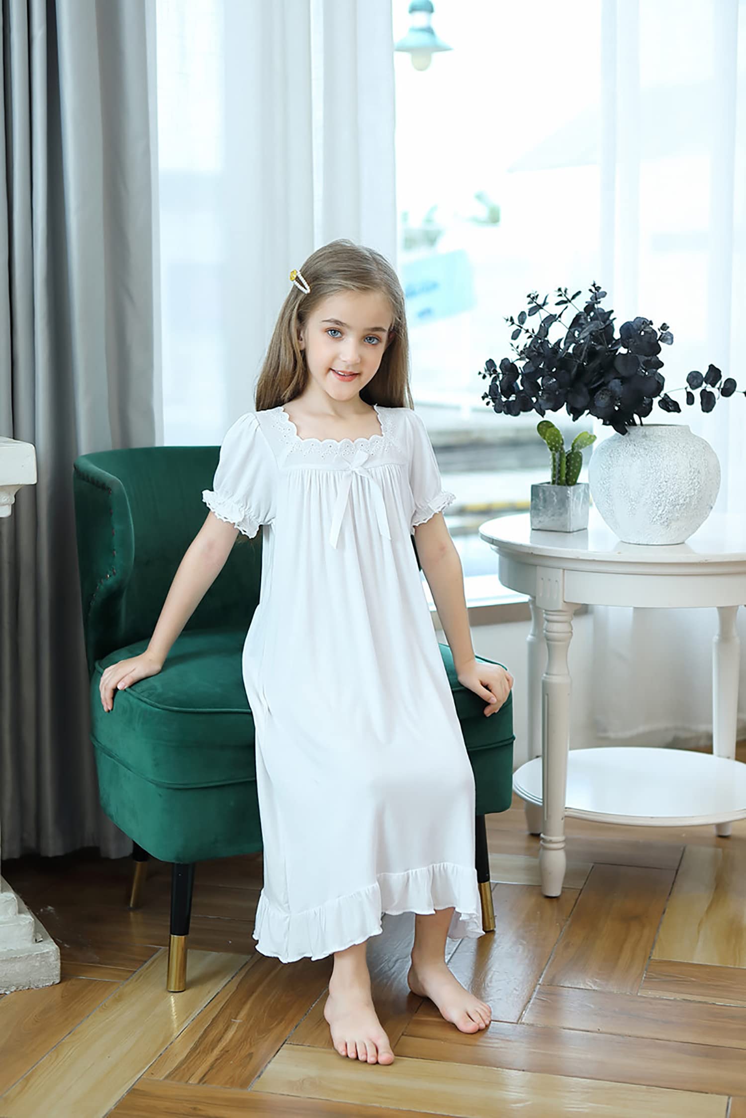 Verve Jelly Camisones para niñas, ropa de dormir de manga corta, cómoda camisa de dormir de princesa, vestido de pijama, vestido de dormir para niña pequeña