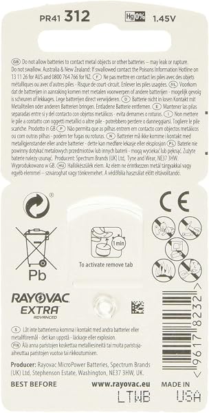 Rayovac Extra Batterie Acustiche Zinco Aria, Formato 312 Value Pack da 60 Batterie, Marrone - 2