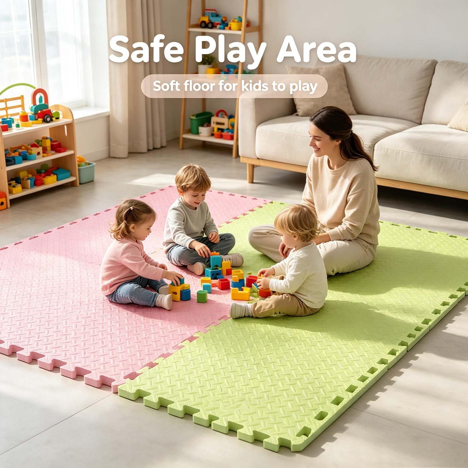 Set Tappetino Puzzle 4 Pezzi, Tappeto Eva in Schiuma Ad Incastro, Materassino Fitness Sport Yoga Ginnastica, Pavimento Tatami Allenamento, Design Componibile