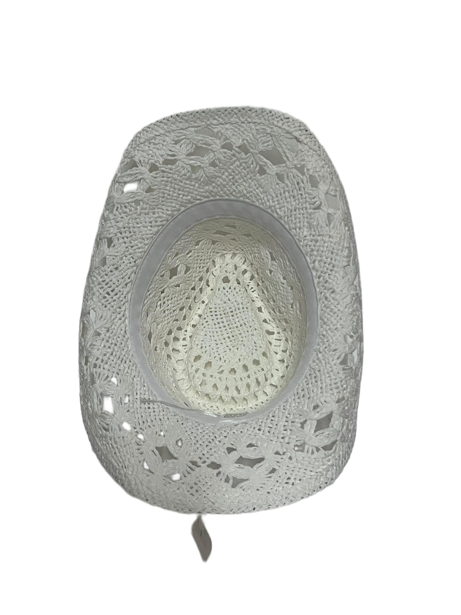 Cappello da Cowboy in Paglia Bianco Donna e Uomo - Cappello Western Estivo Traforato a Tesa Larga per Spiaggia e Viaggi V026
