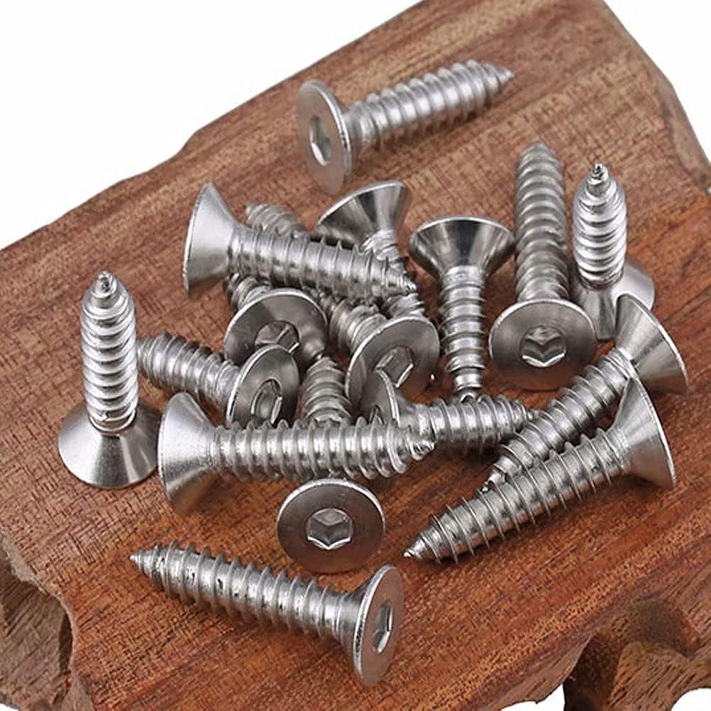 Dreneco Self-Tapping Screws Hex Socket Flat Head Wood Screws 304 Stainless Steel Screws, M4×25mm,50 pcs, M4*25mm,50pcs - Image 5