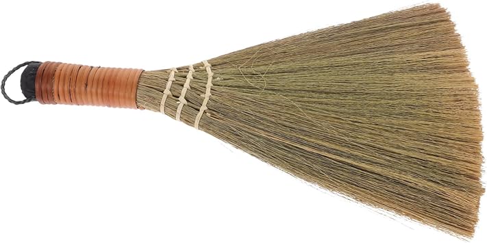 Hand-Made Mini Broom with Short Handle, Natural Fiber Soft Bristles