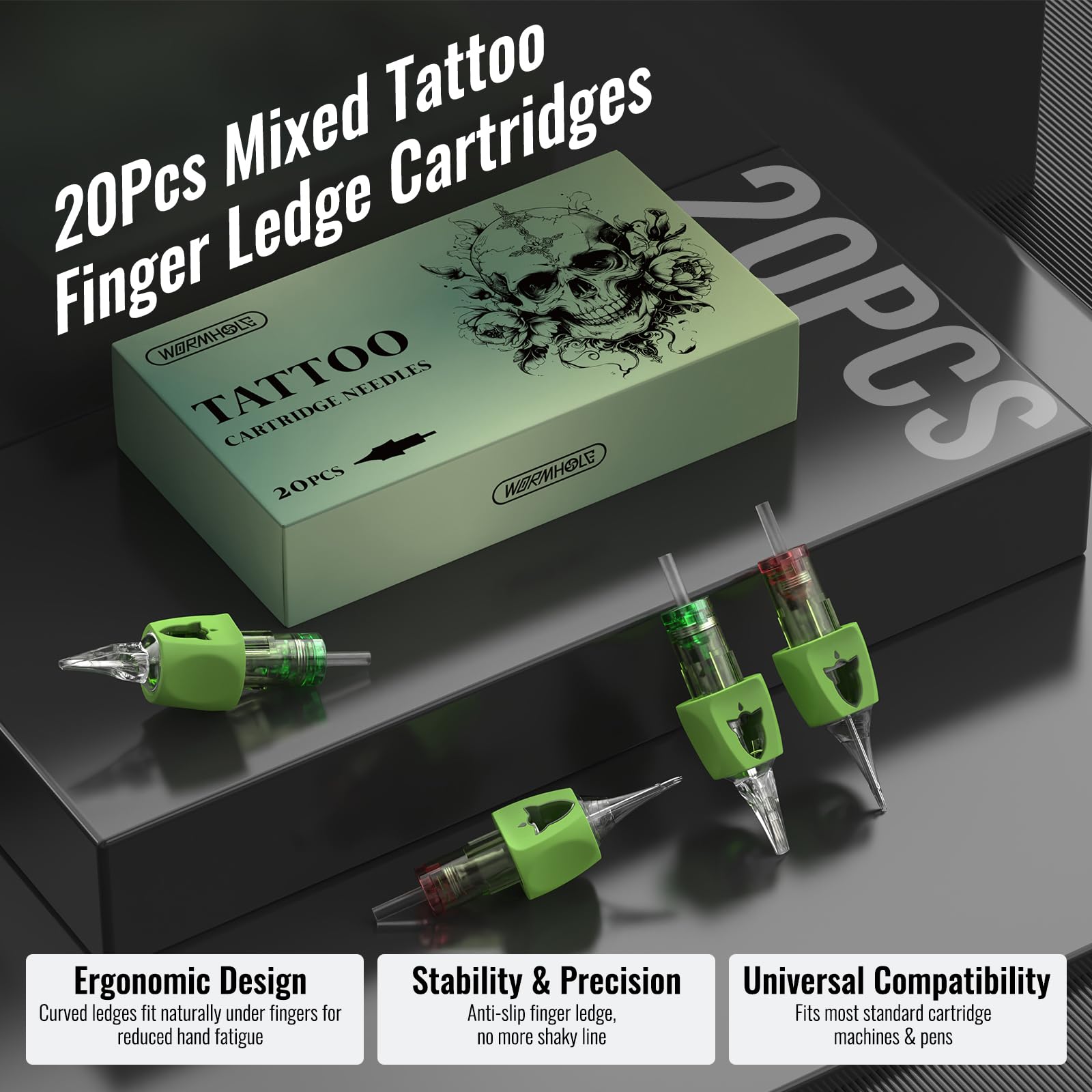 Wormhole Tattoo Maschine Set – Kabelloses Tattoo Set mit Tattoo Maschine, Jump-Start & Dotwork Modus, 1500mAh Akku, 20 Tattoo Nadeln, 10 Tattoo Farben – Komplett Tattoo Stifte Set für Anfänger