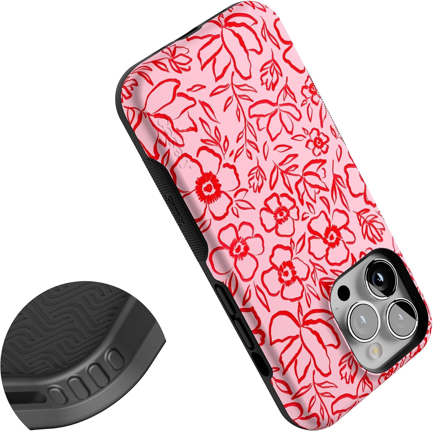 Casely iPhone 13 Pro Case | Blush Garden | Floral Doodle | Bold Protective Design | Compatible with MagSafe