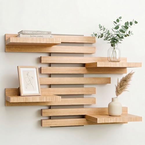 Étagère Murale Modulable Bois Massif Tasseaux Design (Sauge)