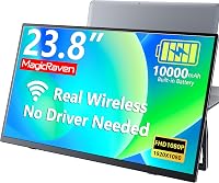 MagicRaven 23.8" Wireless Portable Monitor 1080P IPS with 10000mAh Battery, AirPlay Miracast, Cable-Free Second Screen for Laptop PC Phone