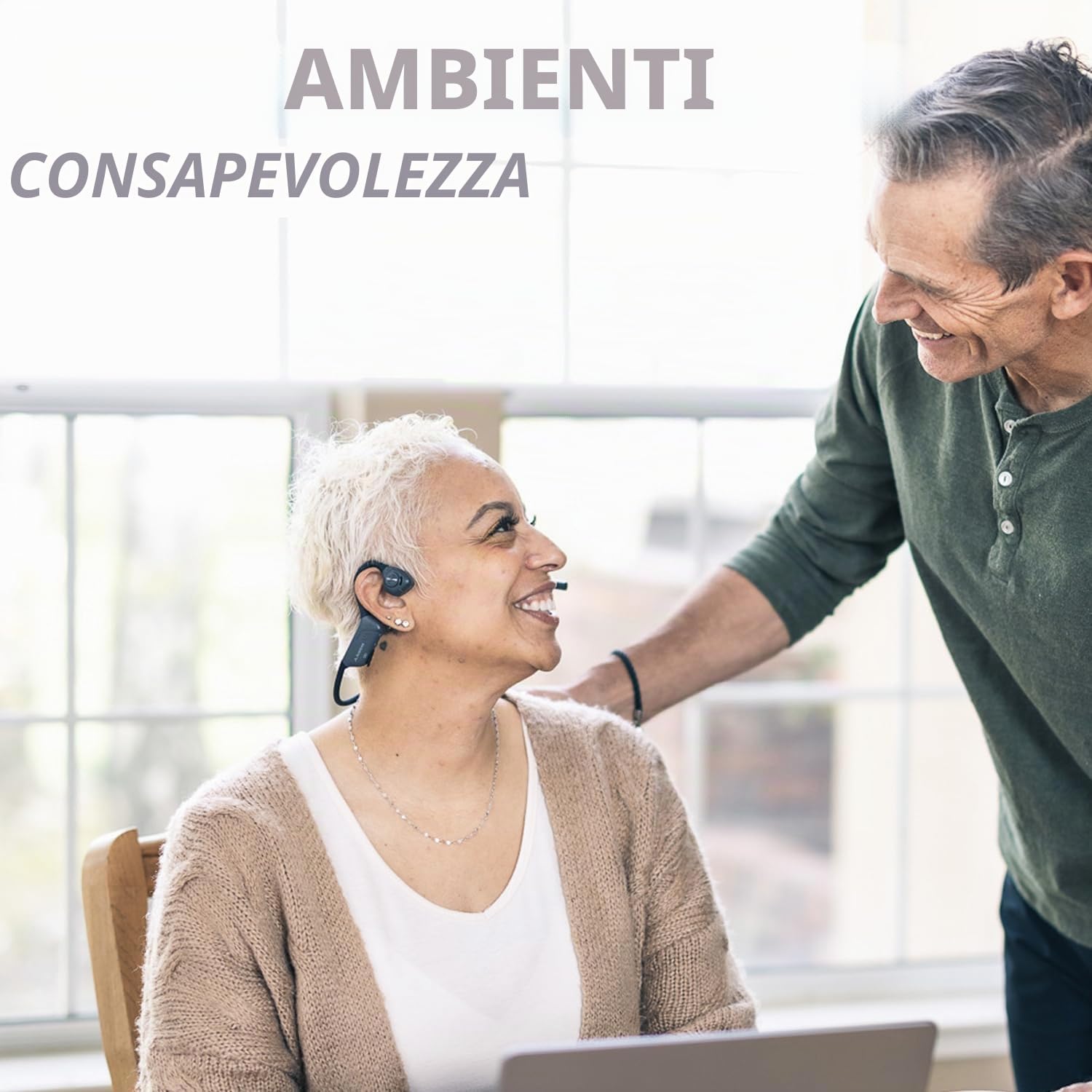 Avantalk Lingo - Cuffie Bluetooth Open-Ear Microfono con Cancellazione del Rumore per PC, Computer, Laptop, Telefono, Cuffie Wireless con Consapevolezza Dintorni