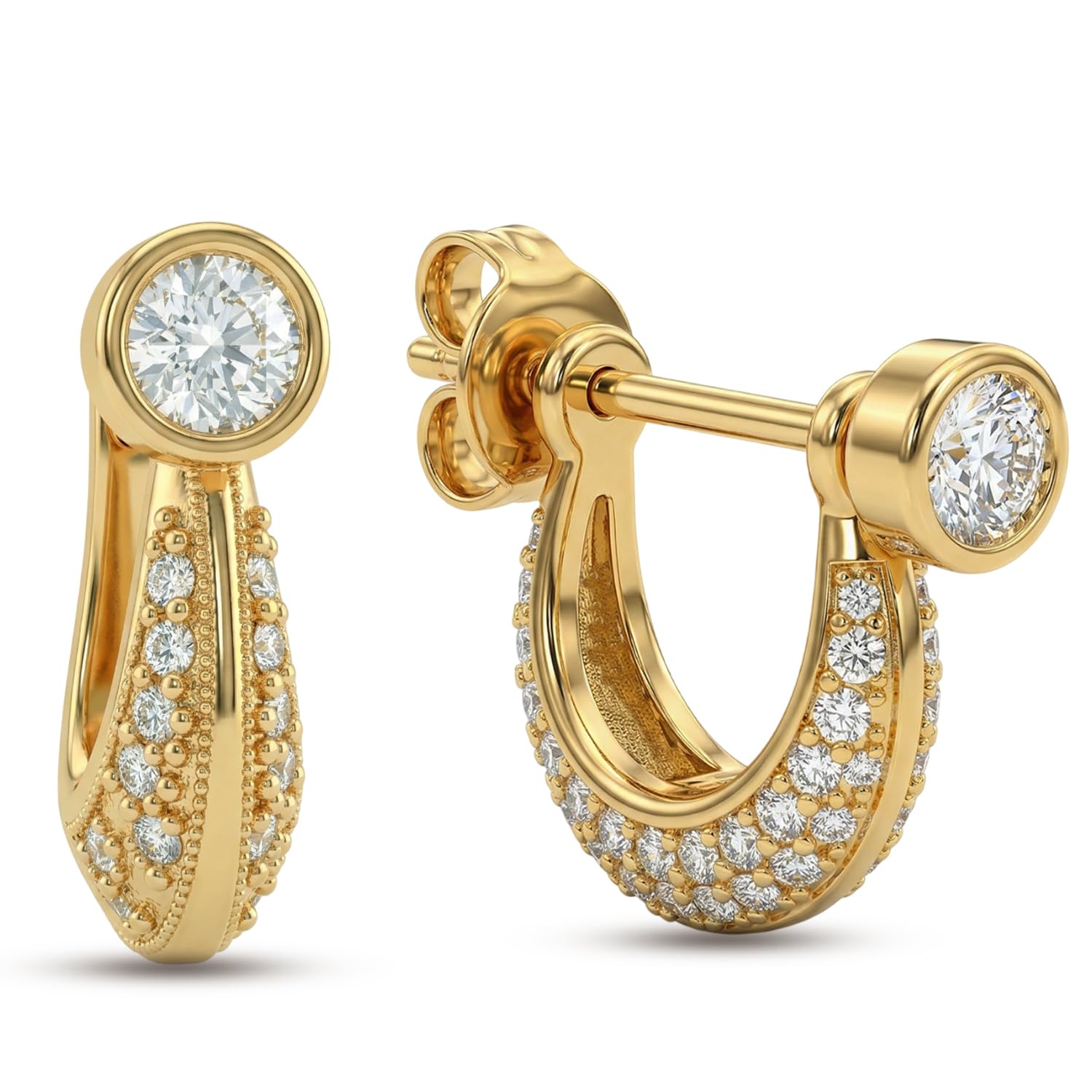 vama FASHIONS 18K Gold Plated Anti Tarnish CZ Crystal Stone Piercing Earring Studs Hypoallergenic Lightweight Ear Stud Round Kaju Bali Huggie Hoop Earrings For Men & Boys-picture-26