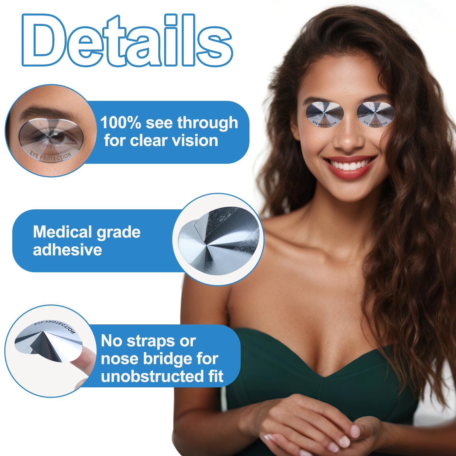 40 works Disposable Sunbed Eye Protection Cones Silver UV Protection Stickers Tanning Bed Eyewear Covers Accessories No Elastic Straps & Lines for Home Indoor Tanning Summer - Image 3