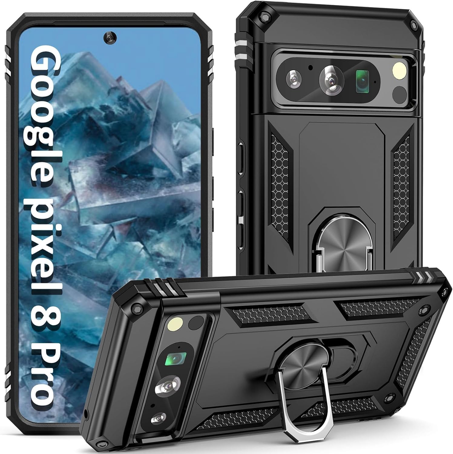 REALCASE Google Pixel 8 Pro Back Cover Case | Heavy Duty Dual Layer Hybrid Shock Proof Armor Defender Ring Case Back Cover for Google Pixel 8 Pro 5G (Black) (B0CP8GJMZP) Amazon Price History, Amazon Price Tracker