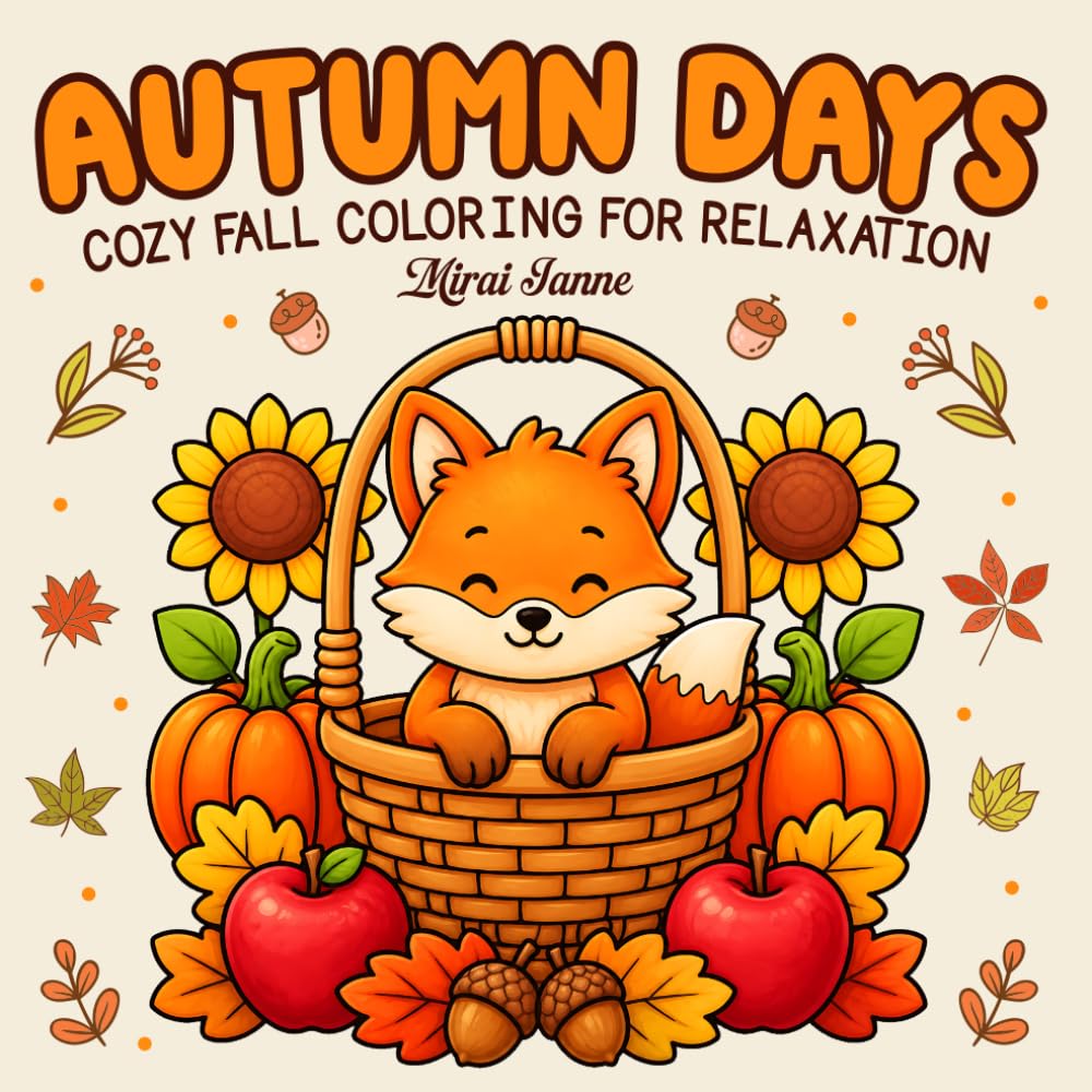 Autumn Days: Cozy Fall Coloring for Relaxation: Bold and Easy Coloring Book for Adults with Woodland Animals and Harvest Scenes