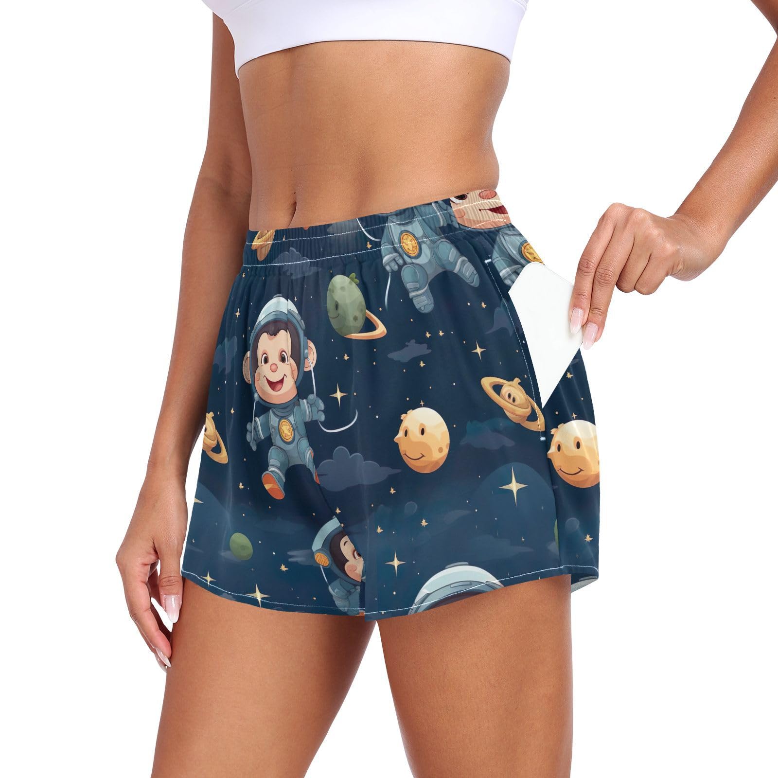 UMIRIKO Women Athletic Shorts Astronaut Monkey Running Shorts for Women 2XL 202b2850