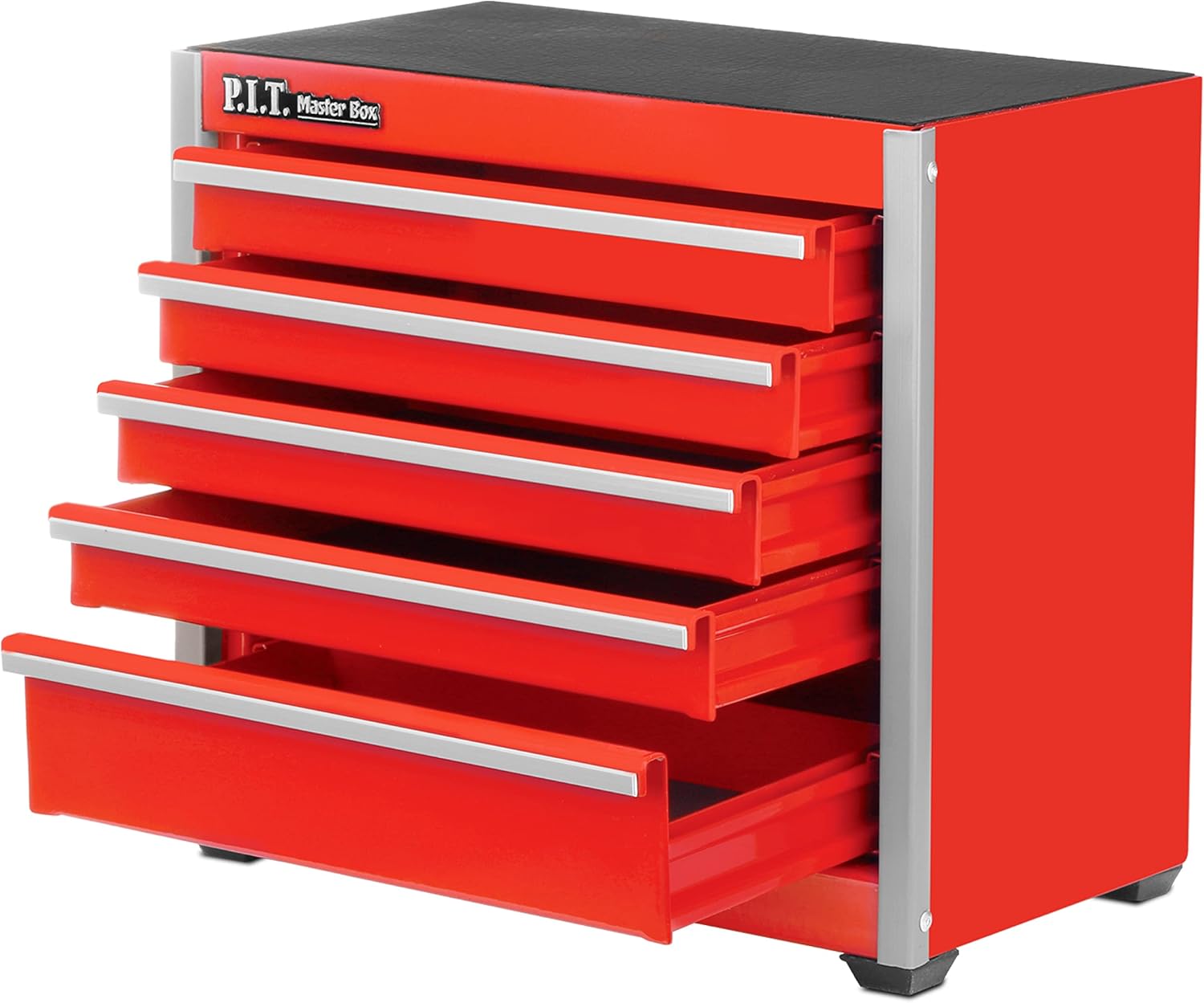 P.I.T. Portable 5Drawer Micro Roll Cab Steel Tool Box, Red Hand Carry