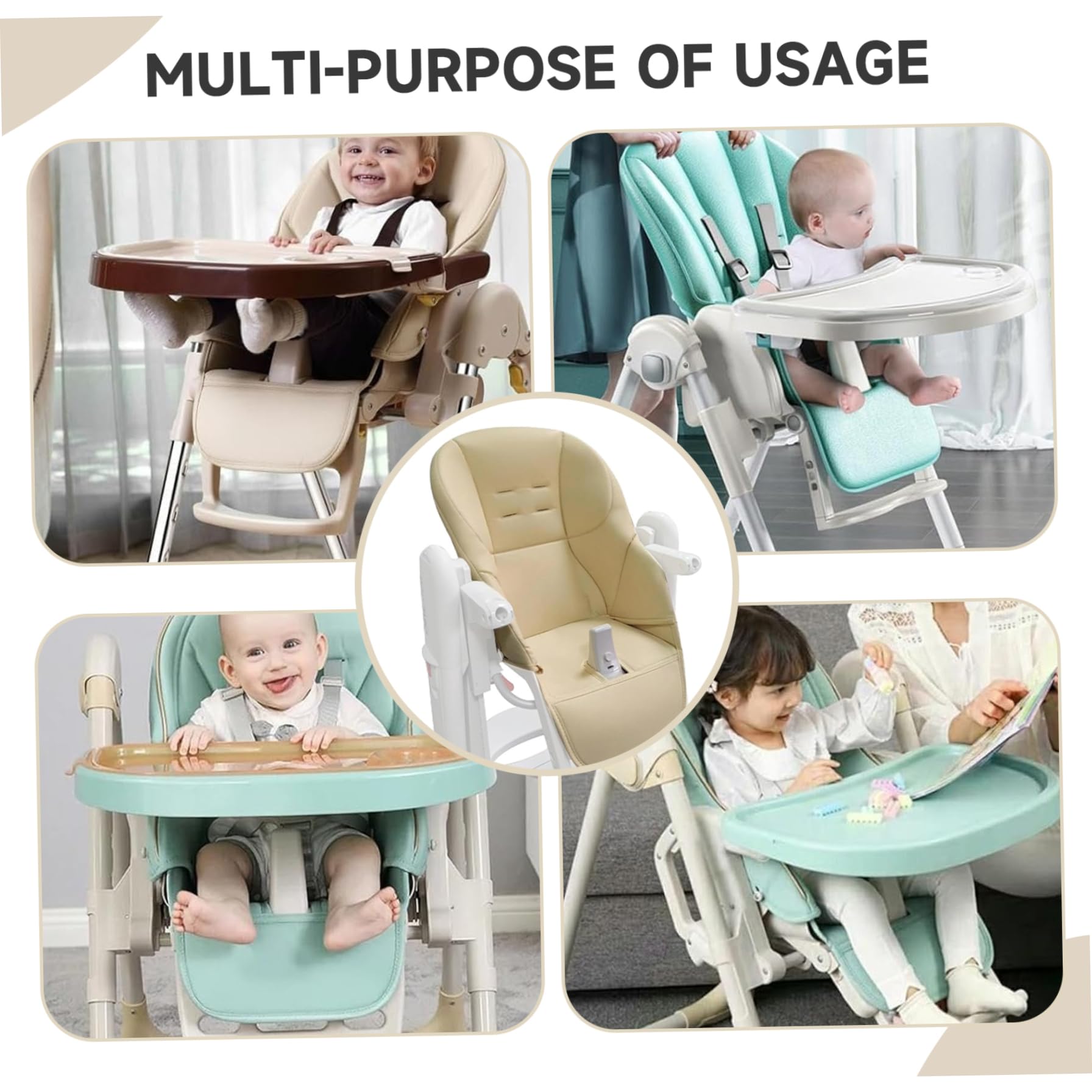 Cojín para silla alta, funda suave de piel sintética para silla alta, funda de repuesto para bebé, cojín antideslizante para cochecito para niños pequeños, bebés y niñas pequeñas