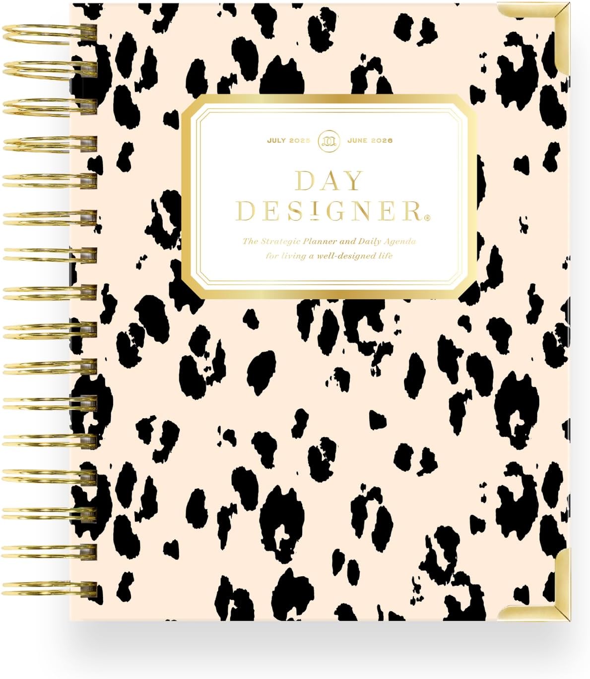 Day Designer 2025-26 Mini Daily Planner, July 2025 - June 2026, 6x8.125 Page Size, Glossy Laminated Cover (Painted Leopard)