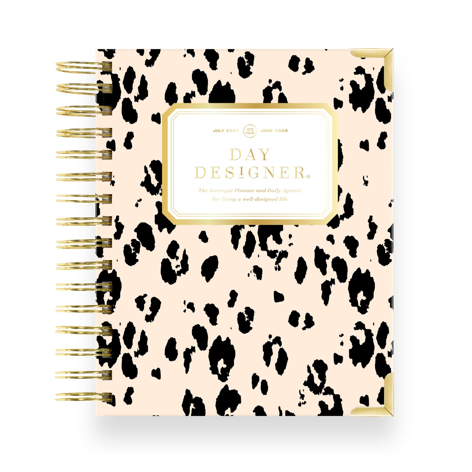 Day Designer Mini agenda giornaliera 2025-26, luglio 2025 - giugno 2026, formato pagina 15 x 20,125 cm, copertina laminata lucida (dipinto leopardato)