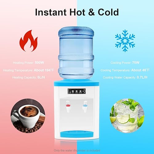 Miniatura 2 de Top Loading Water Dispenser, Electric Hot and Cold Drinking Machine for 5 Gallon Bottles Countertop Water Dispenser with 3 Temperature-Settings,