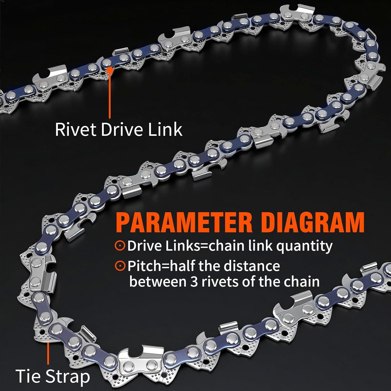Chainsaw Chain Replacement Kit for Husqvarna Echo Craftsman Poulan Ryobi Jonsered and more (18 Inch .325" Pitch .063" Gauge 68 DL (3 Chains, 1 Gloves, 3 Bags, 3 Straps))