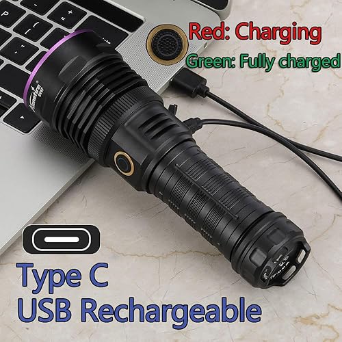Miniatura 4 de ALONEFIRE SV89 365nm UV Flashlight 20W USB Rechargeable Black Light Money Detector for Resin Curing, Urine Detection, Scorpion, Fishing, Minerals,