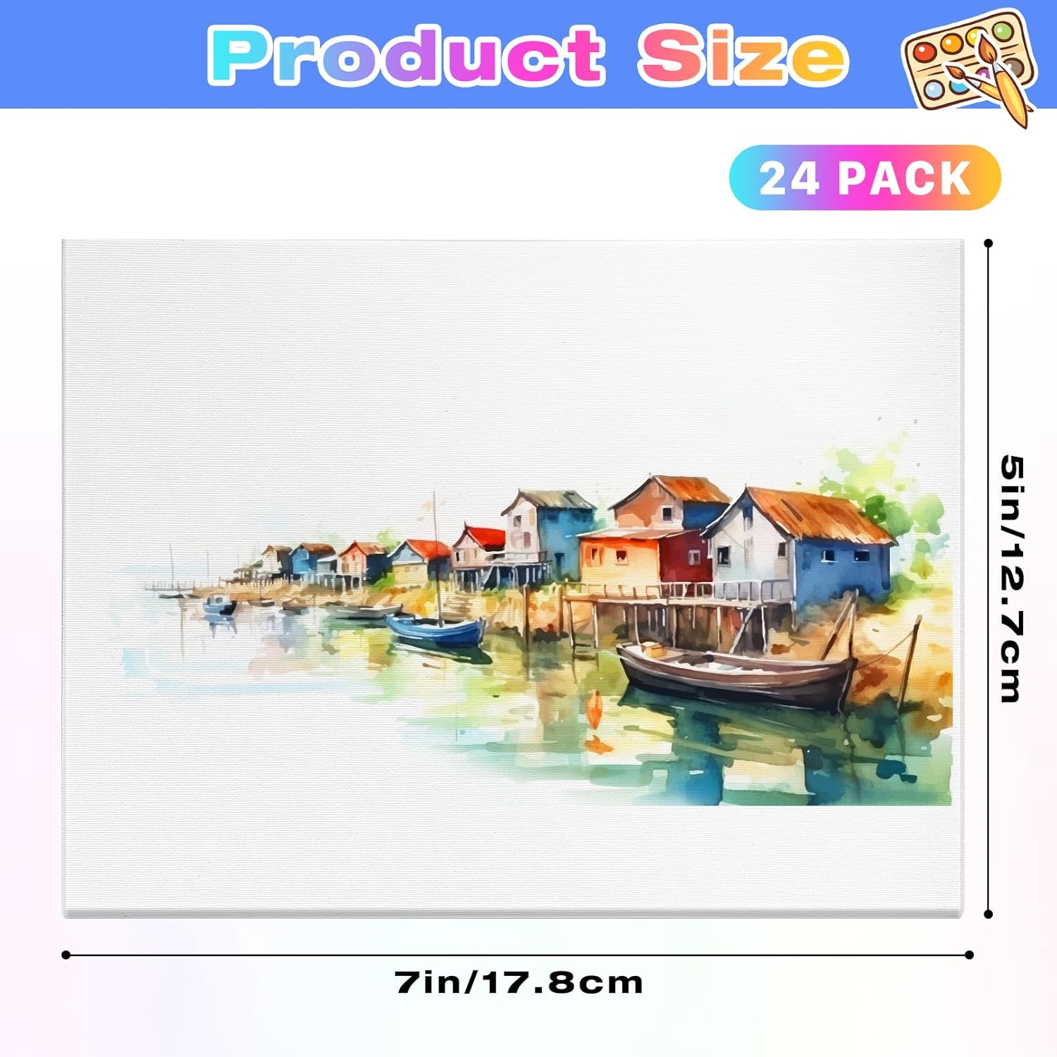 Jeffbaubl 24 Pack Canvas Boards for Painting, 5 x 7 inch Cotton Canvas Panels, Gesso Primed Acid-Free Painting Canvases, Blank Canvases for Acrylic Watercolor Oil Tempera Paints - Image 2