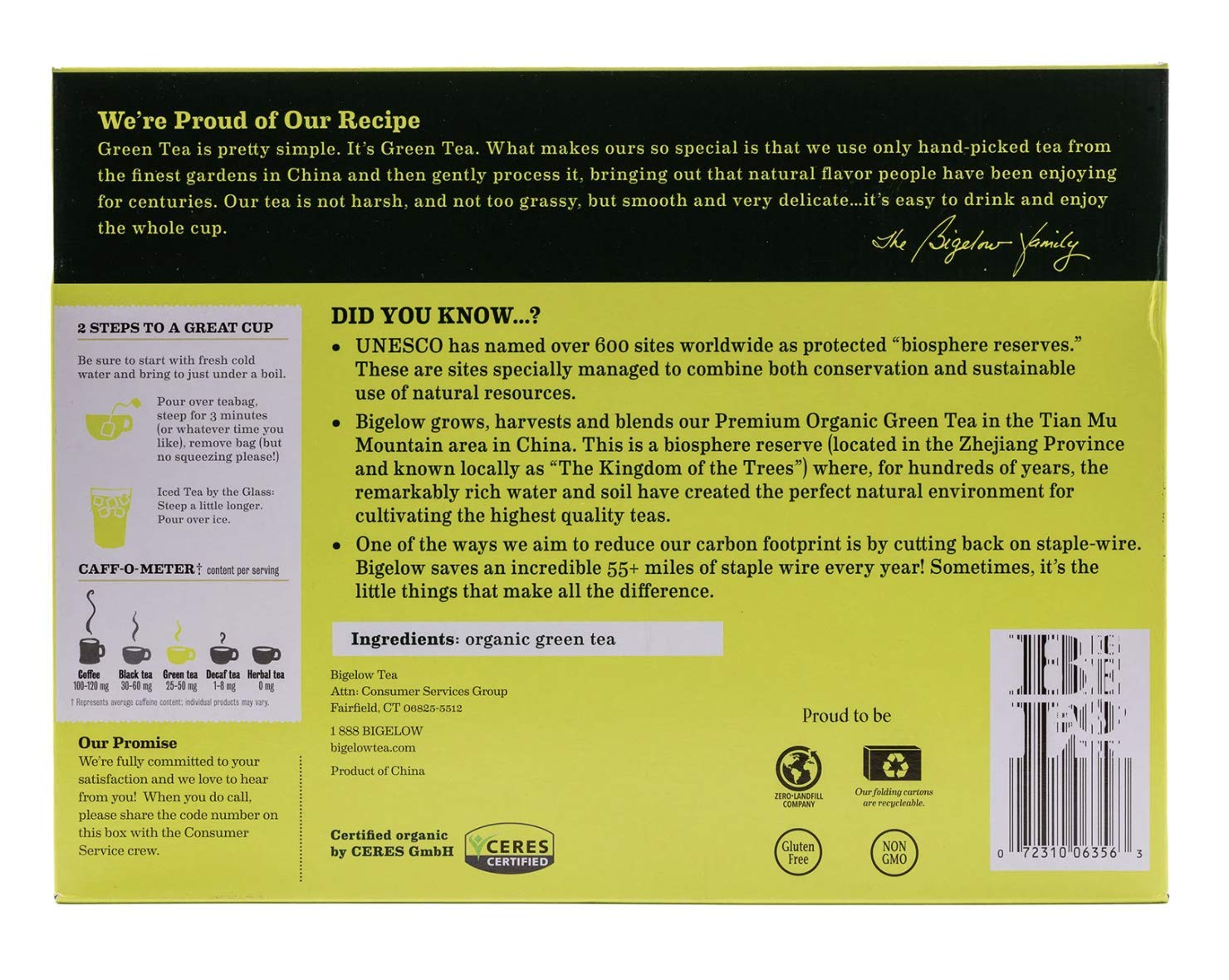 Bigelow Tea Organic Green Tea, 160-Count (51100.85)