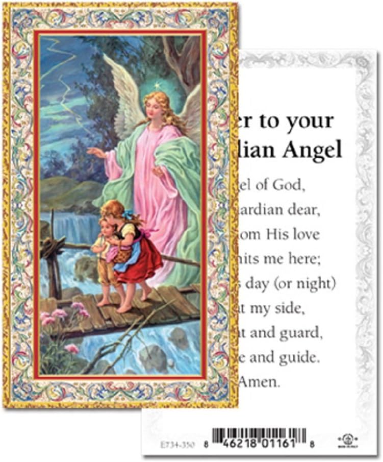 Prayer to your Guardian Angel Gold Embossed Italian Holy Card (Pack of 100)