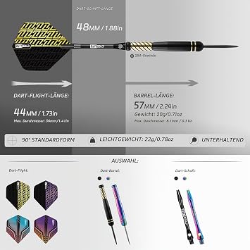 CyeeLife Professional Brass Steel Dart Set with Black Dart Case - 20g Steel Tip Darts with 6 Aluminium Shafts 12 Flights 20 Anti-Loose Rubber Rings 2 Dart Guards Whetstone & Tool