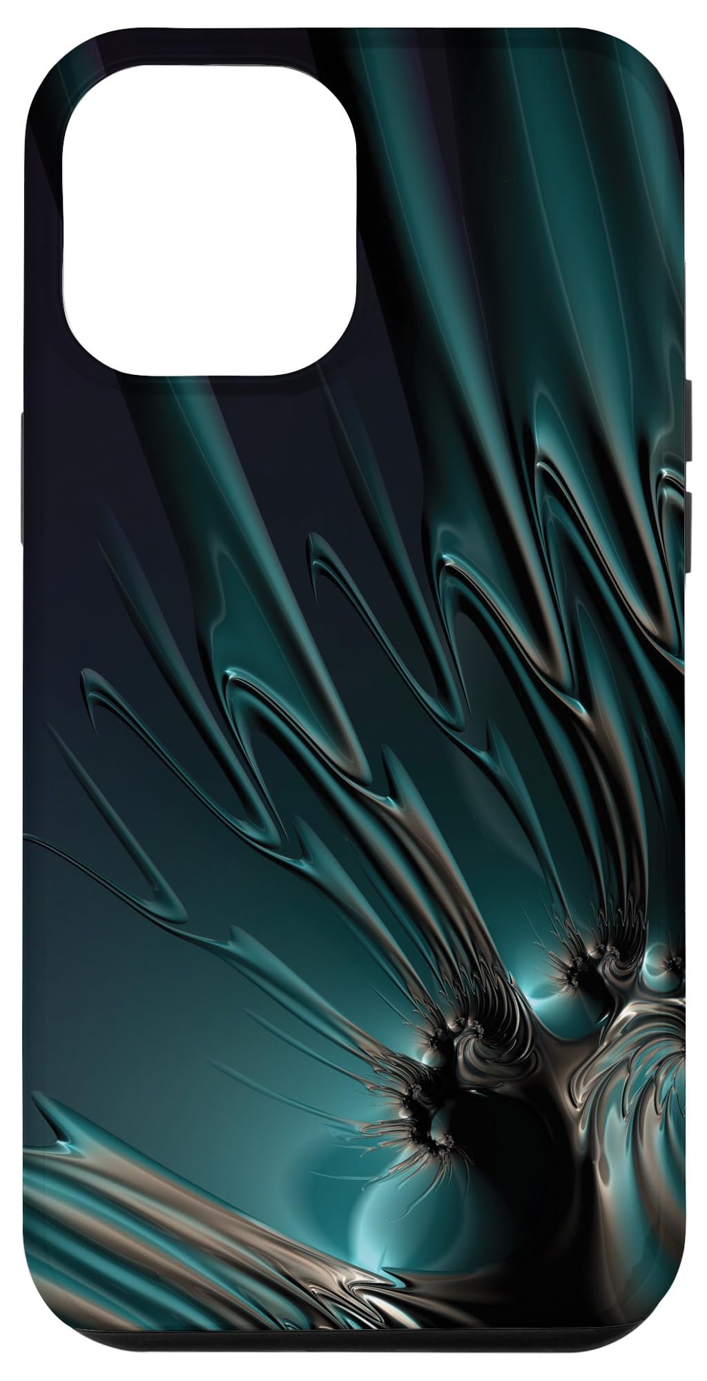 iPhone 14 Plus Dark Teal Green & Black Abstract Mandelbrot Set Fractal Case