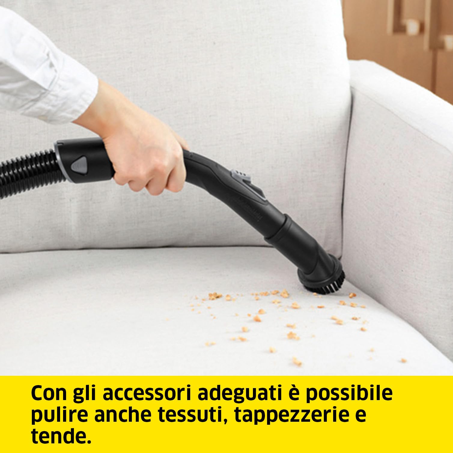 KÄRCHER Aspirapolvere VC 3, Senza Sacchetto, Raggio d'Azione: 7,5 m, Peso: 4,4 kg, Incl. Filtro HEPA 13, Bocchetta per Pavimenti, Bocchetta per Fessure, Spazzola per Mobili