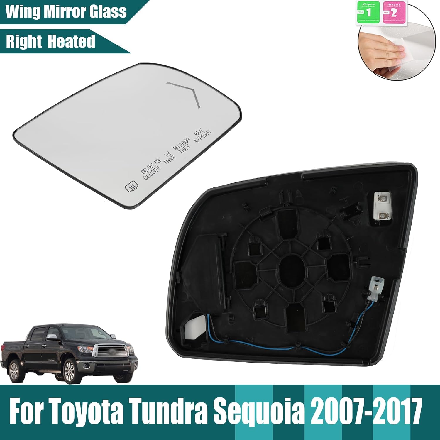 AUTOXBERT Passenger Side Mirror for 2008-2017 Toyota Sequoia, for 2007-2017 Toyota Tundra, Right Side Heated Mirror for Toyota Tundra Sequoia With Rear Holder and Turn Signal