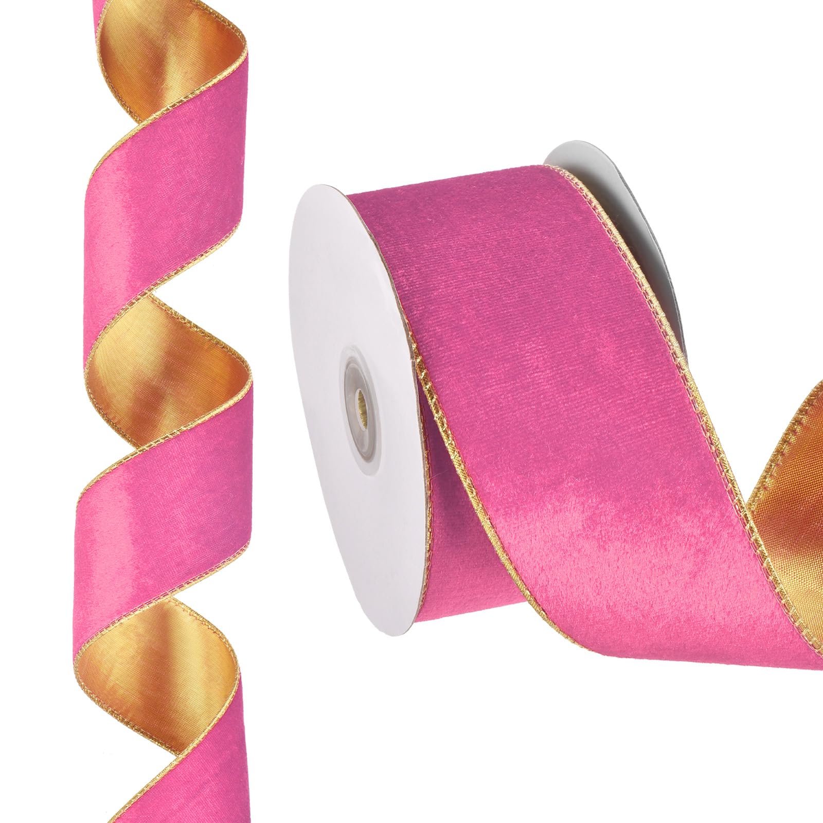 Ruban en velours haut de gamme rose et doré pour emballage de cadeaux d'anniversaire PATIKIL