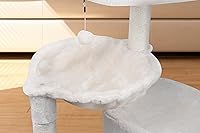 Vista 3 de YUNIQUE Árbol para gatos de 39.4 pulgadas con condominio para gatos y hamaca grande, beige