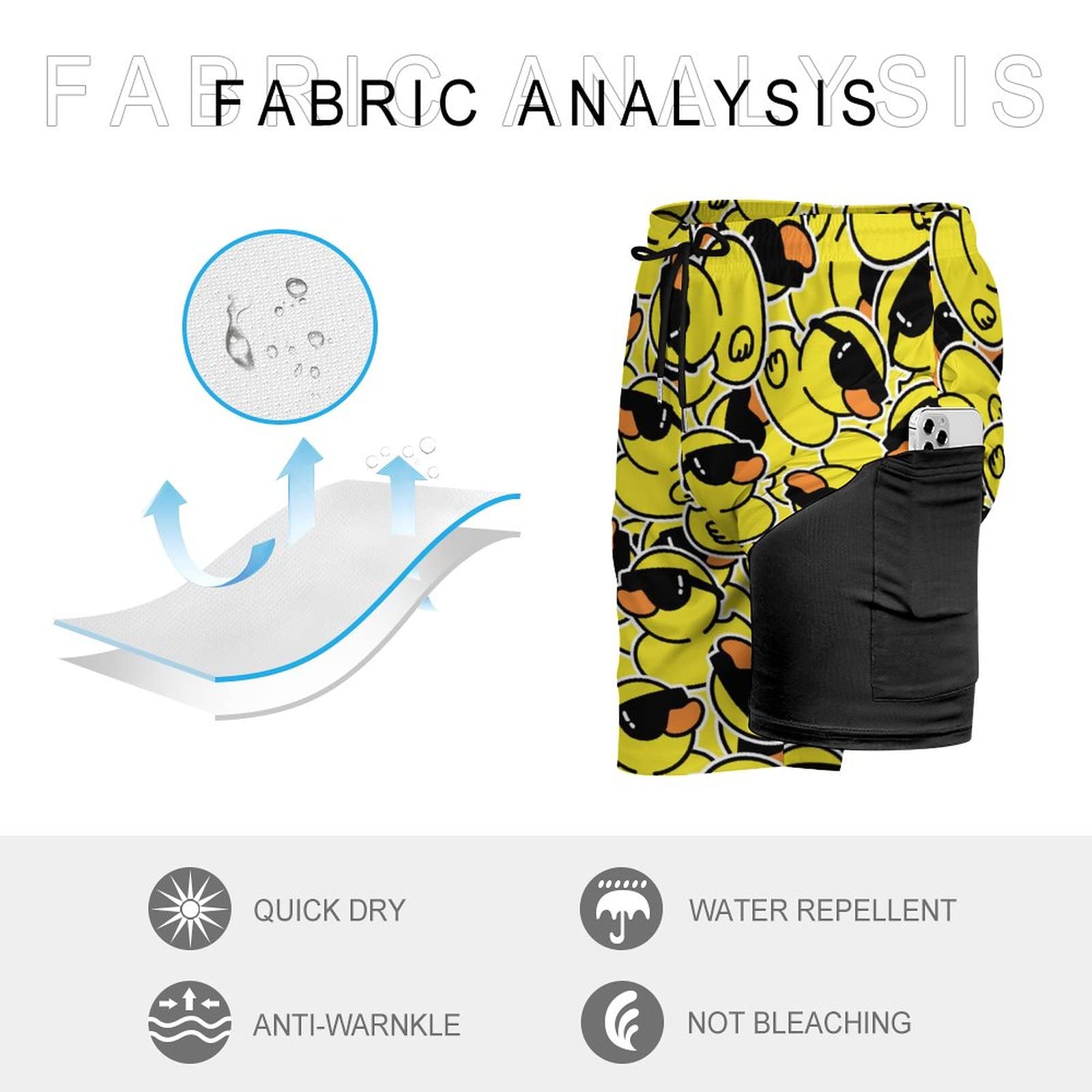 Mallard Duck Print Swim Trunks - Quick-Dry Men's Board Shorts With Compression Liner