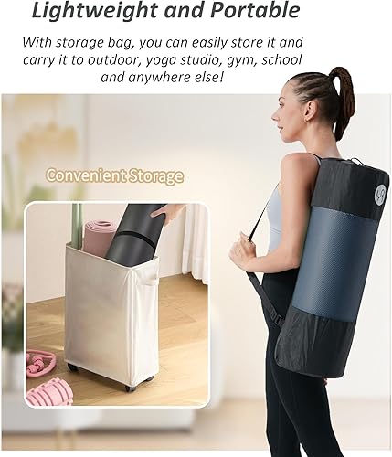 Miniatura 6 de Tapete de yoga grueso de 1 pulgada, tapete de ejercicio de 76.7 x 24 pulgadas, tapete de entrenamiento para gimnasio en casa, tapete de yoga