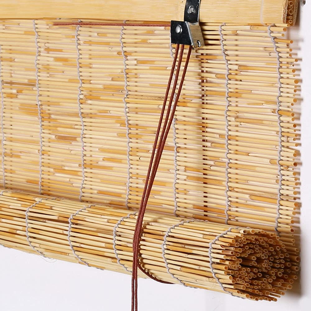 Trzcina roleta, naturalne rzymskie rolety rolety do okna, bezprzewodowa płaska bambus rzymska roleta przeciwsłoneczna (rozmiar: 70 x 225 cm/28 x 89 cali)