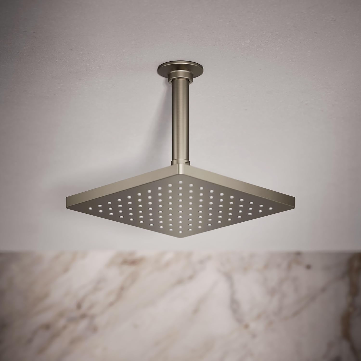 KOHLER K-26148-BN Honesty Square Rain Shower Head, 2.5 GPM, 8" Large Rain Shower Head, Wide Spray Coverage, Modern Design, Easy Installation, Vibrant Brushed Nickel