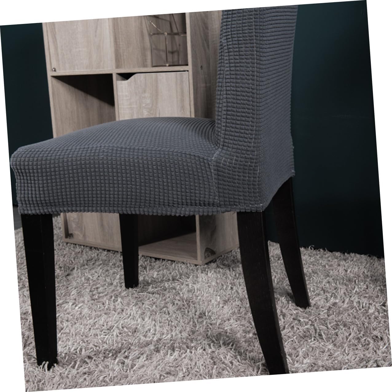 4pcs Grey Elastic Stretch Chair Covers Spandex Protective Seat Slipcovers for Dining Chairs Banquet Wedding Office Removable Full Case for Home