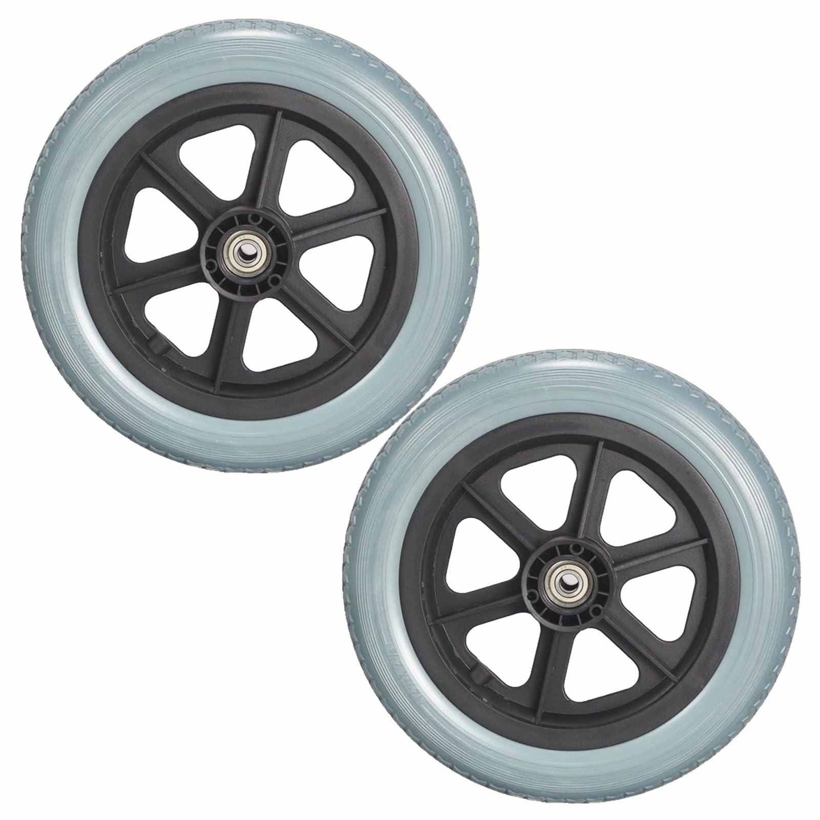 12 Pulgadas Ruedas Traseras, 12 1/2 x 2 1/4 Rueda de Repuesto para Sillas de Ruedas Manuales, Neumático Sólido, Accesorios para Sillas de Ruedas, Cojinete: 1/2" (12 mm) (Paquete de 2)