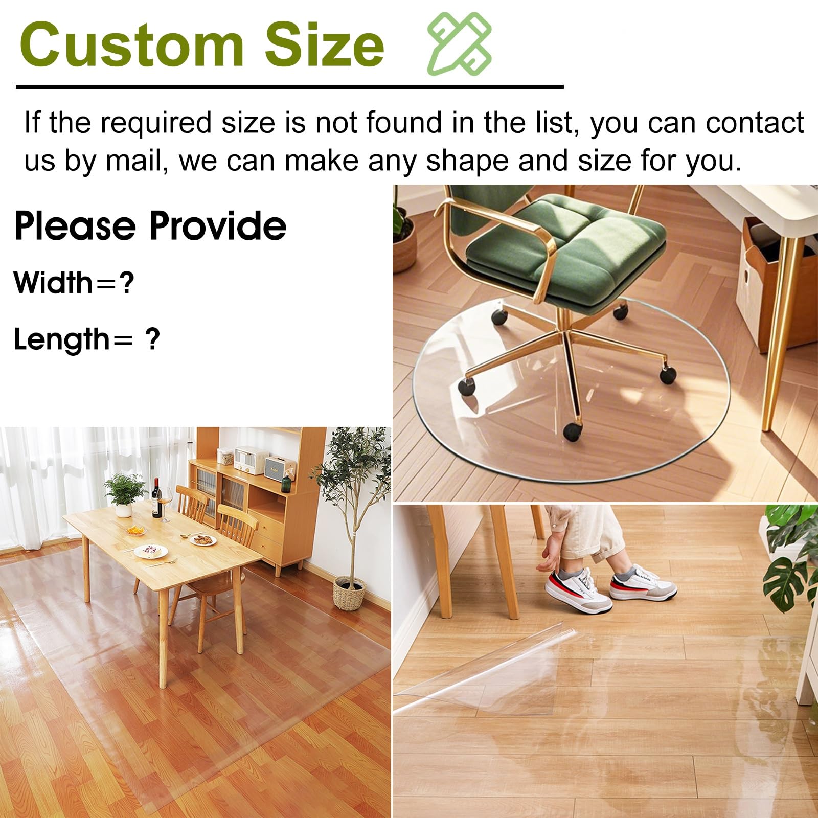 ZAQYCM Tapis Sol Vinyle Bureau Grand Tapis De Chaise De Bureau Rond, 200 180 160 140 120 100 90 80 70 60 CM, Tapis De Sol Transparent pour Chaise Roulante D'ordinateur Taille sur Mesure(100cm)