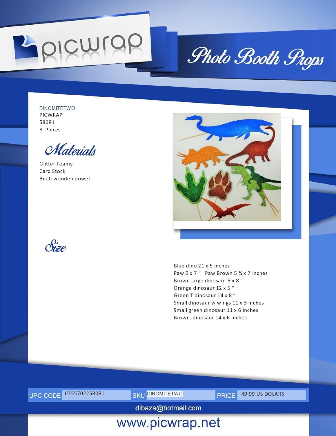 Dinosaur Photo Booth Props Dino Paws