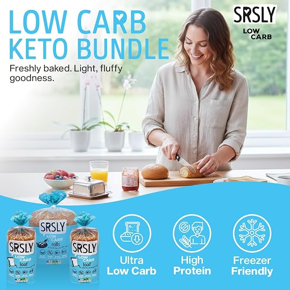 SRSLY Low Carb Bread Freshly Baked Multi Buy Pack | 2 Low Carb Keto Loaves & 8 Rolls | 0.7g Carbs Per Slice | 2g Carbs Per Roll | High Protein & Fibre Low Sugar Keto Bread Bundle Pack