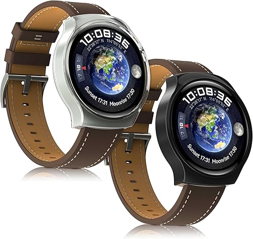Miniatura 5 de kwmobile Fundas compatibles con Huawei Watch 4 Pro - Juego de 2 protectores de pantalla para rastreador de actividad física - transparentenegro